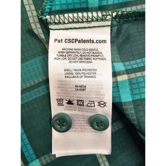 Colmbia Size 3X Mens Green Check Omni Shade Back Vent Logo Tag Polyester Shirt - Picture 8 of 12